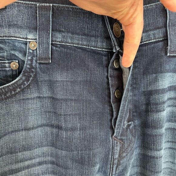 True Religion Mens Relaxed Skinny Rocco No Flap SE Dark Wash Snap Cuff Hidden Bu - Picture 7 of 15